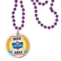 Round Mardi Gras Beads with Decal on Disk - Purple